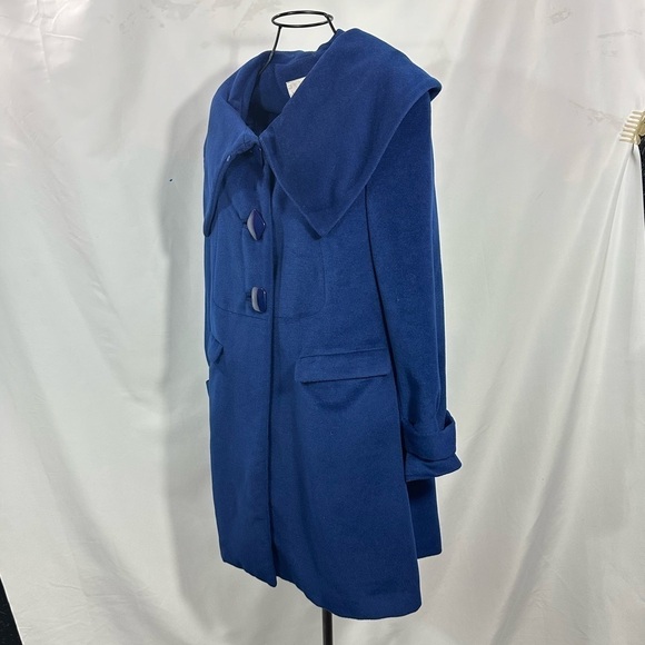 MaxMara 100% wool royal blue velour oversized collar coat size 2 - Picture 7 of 8